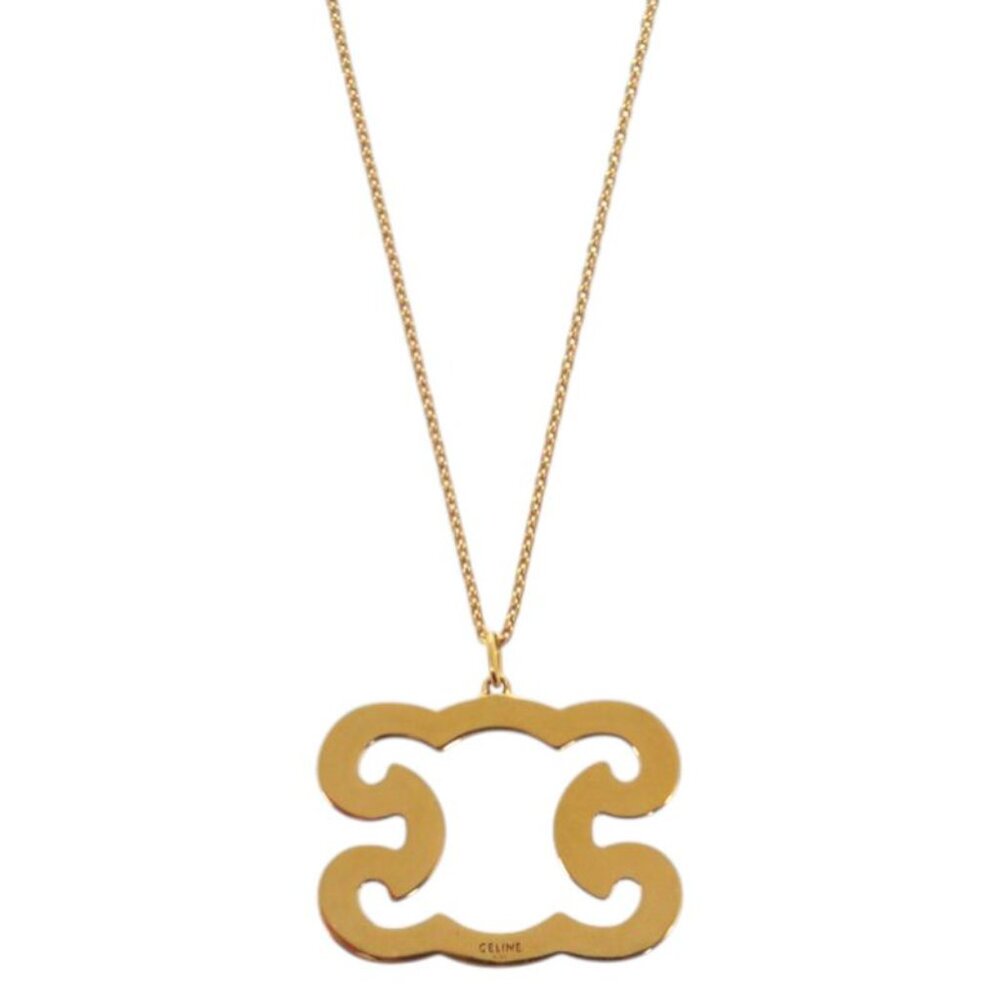 Celine Triomphe Sparkle Metal Rhinestone Gold Necklace - Picture 3 of 10